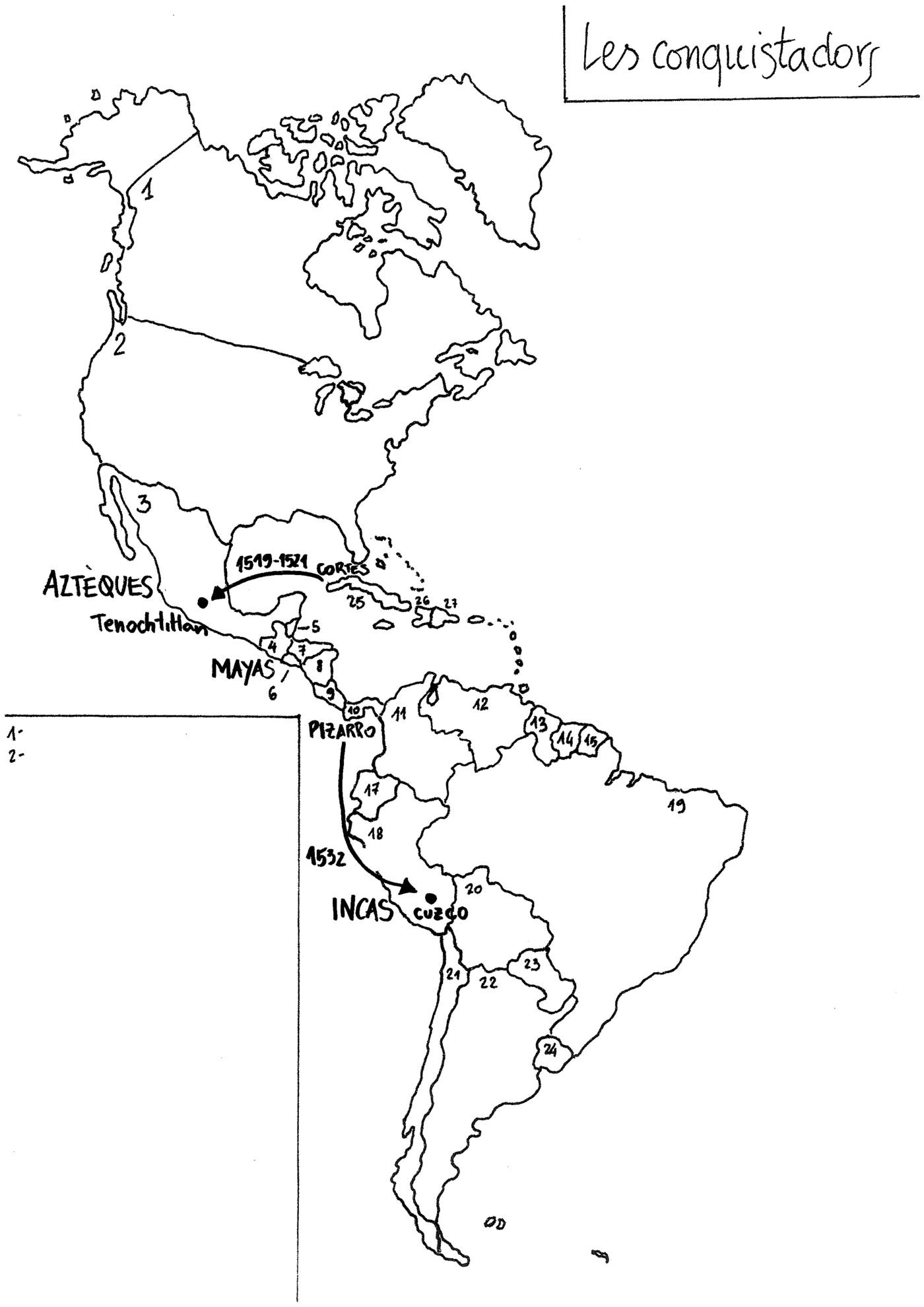 Fond de carte du continent américain à compléter
